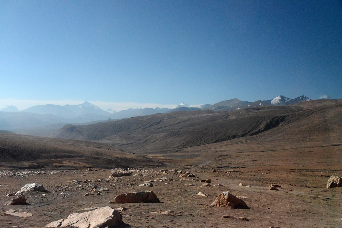 10 Mountains Ahead With Makalu Poking Up Above The Hills In Middle And Mount Everest On The Right From The Pass Between Tingri And Mount Everest North Base Camp In Tibet